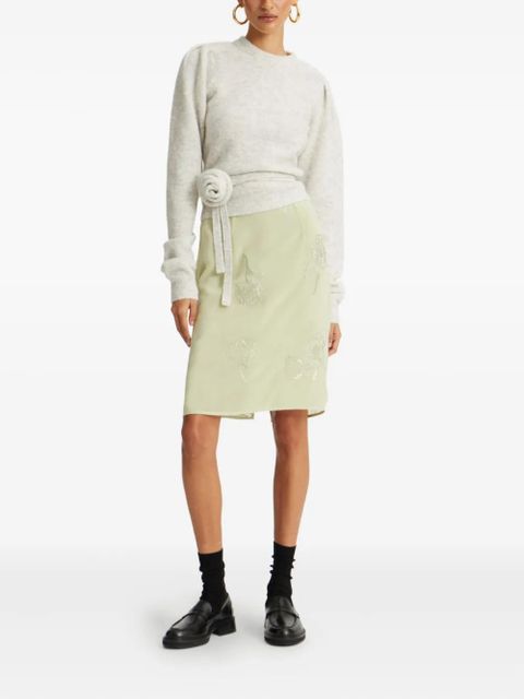 ROTATE BIRGER CHRISTENSEN rose-embellished top - Grey