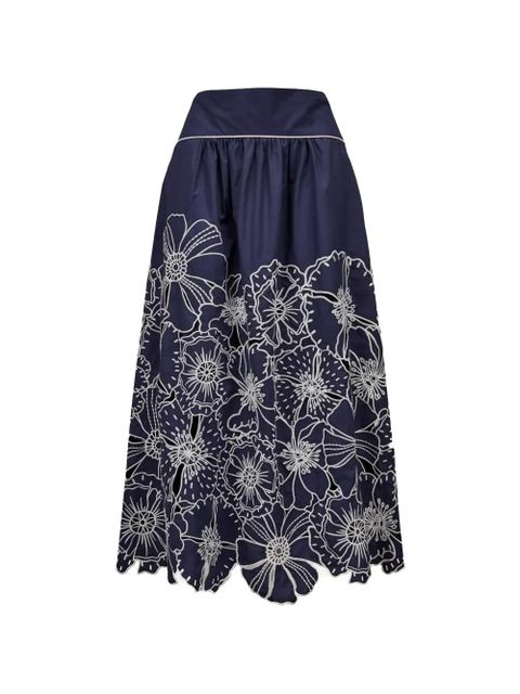 FARM Rio flower-embroidered maxi skirt - Blue - zdjęcie produktu nr 1