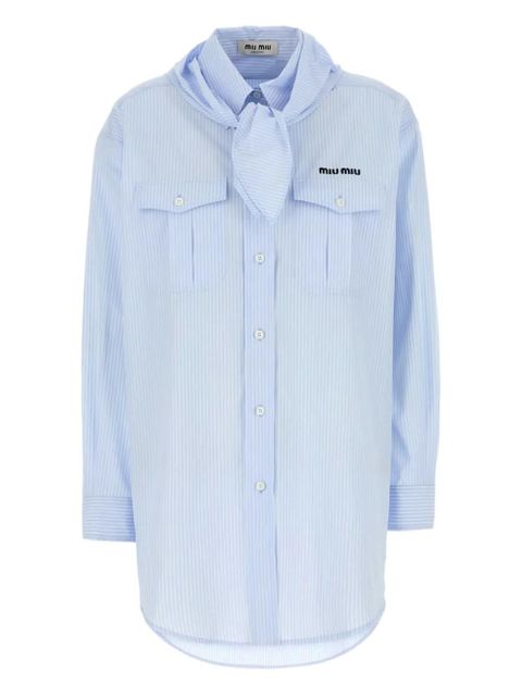 Miu Miu striped tie-neck shirt - Blue - zdjęcie produktu nr 1
