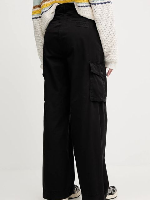 Napapijri spodnie bawełniane M-Selva damskie kolor czarny szerokie high waist NP0A4IL49411