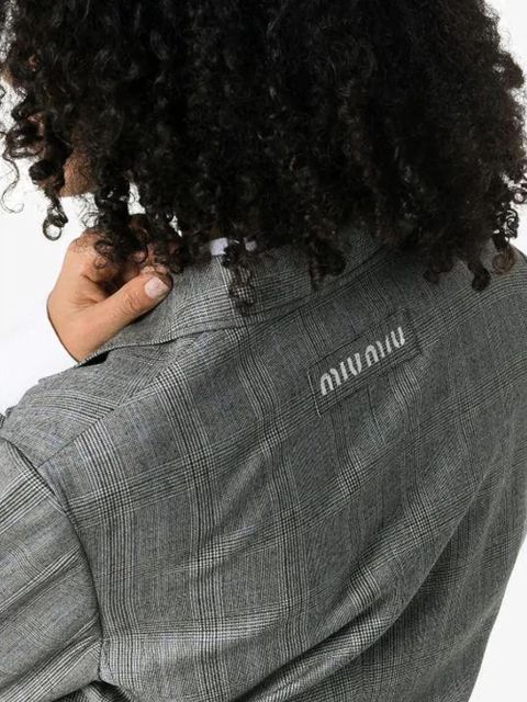 Miu Miu Single-breasted Prince of Wales check print wool blazer - Grey