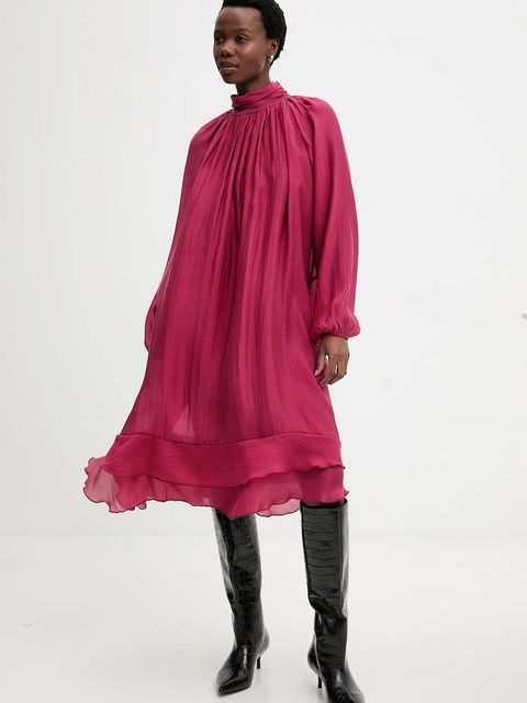 Answear.LAB sukienka kolor bordowy mini rozkloszowana