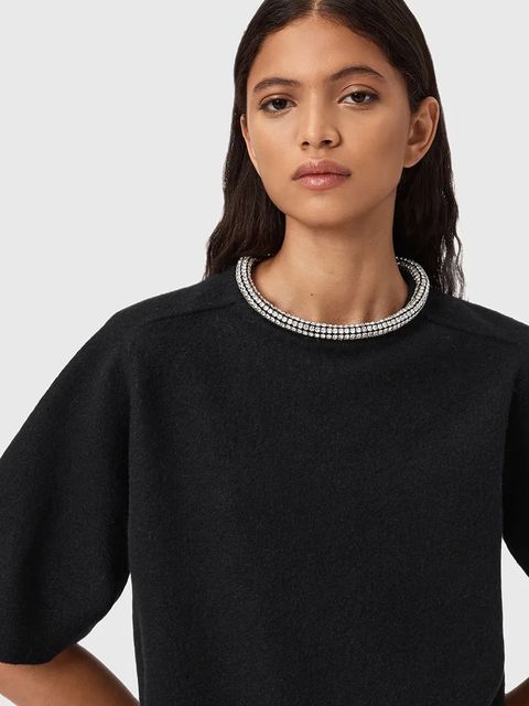 AllSaints t-shirt wełniany ODELL damskie kolor czarny W049KD