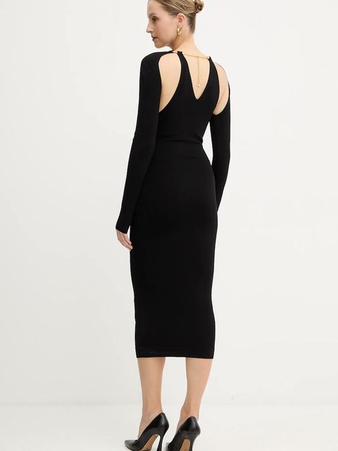 Elisabetta Franchi sukienka kolor czarny midi dopasowana AM11S56E2