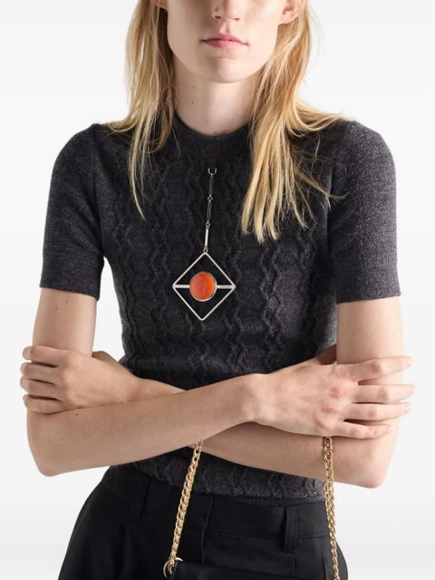 Prada pendant-embellishment short-sleeve sweater - Grey