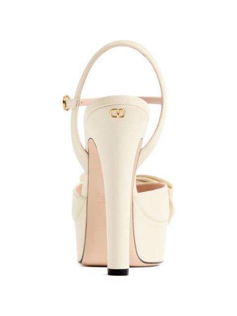 Valentino Garavani Bowow kidskin platform sandals with bow-detail 130mm - White