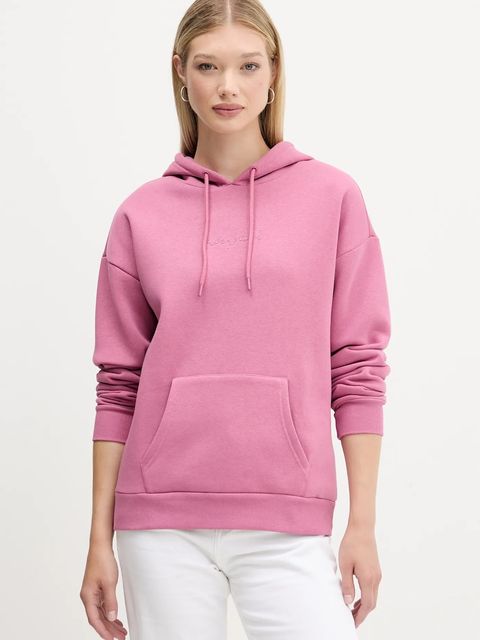 Desigual bluza BASIC damska kolor różowy z kapturem gładka 25WWSK13 - zdjęcie produktu nr 1