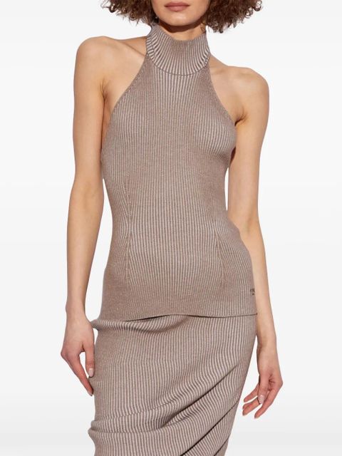 FENDI rib-knit wool halterneck top - Brown - zdjęcie produktu nr 2