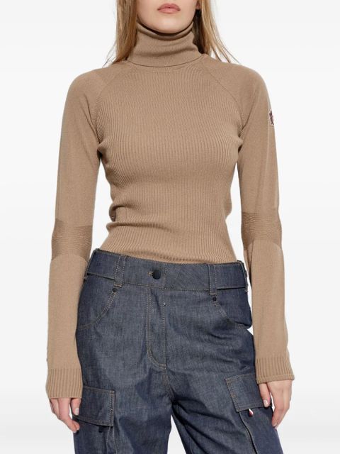Moncler Grenoble logo-appliqué ribbed-knit jumper - Neutrals