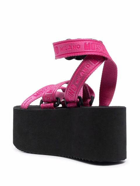 Moschino logo wedge sandals - Pink