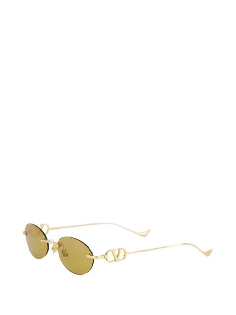 VALENTINO GARAVANI EYEWEAR V-logo oval-frame sunglasses - Gold