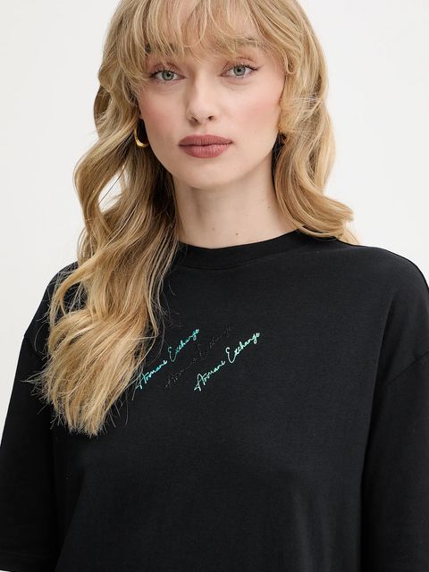 Armani Exchange sukienka bawełniana kolor czarny mini prosta XW000378 AF10354