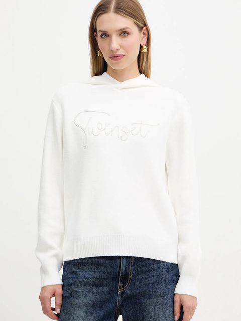 Twinset sweter z domieszką wełny damska kolor biały 252LL3EAA - zdjęcie produktu nr 1