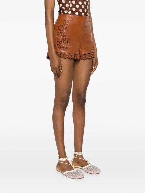 FARM Rio Richilieu leather shorts - Brown