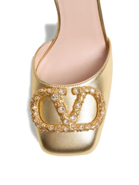 Valentino Garavani 115mm VLogo Signature leather pumps - Gold