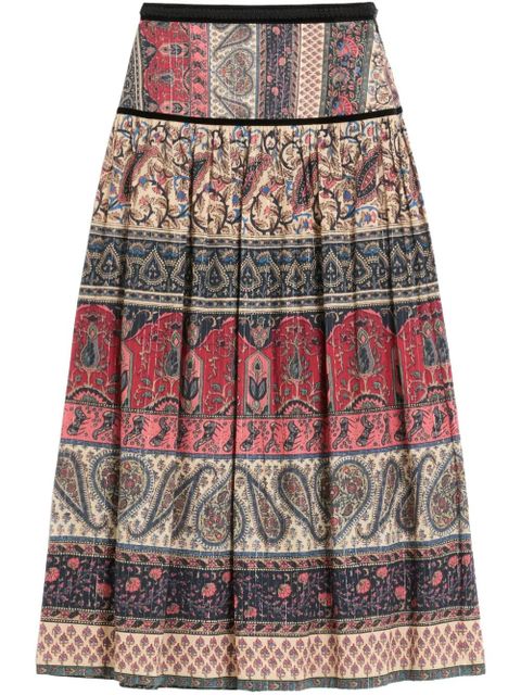 Valentino Garavani Voyage Imaginaire-print muslin midi skirt - Neutrals