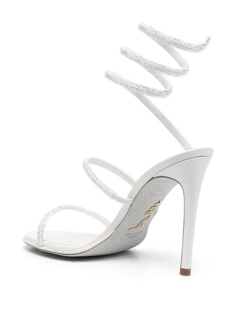 René Caovilla crystal-embellished leather sandals - Neutrals