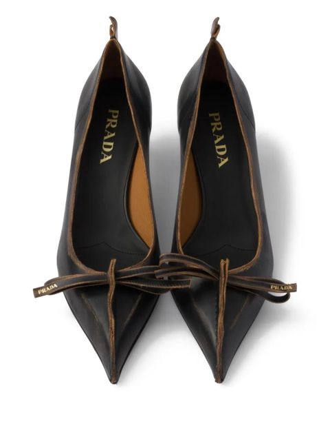 Prada 55mm Antiqued leather pumps - Black - zdjęcie produktu nr 2