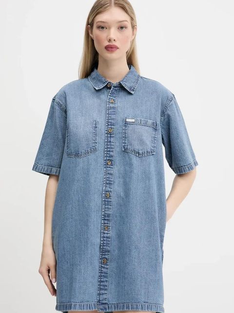 Guess Jeans sukienka jeansowa kolor niebieski mini prosta W5GK99 D5M81 - zdjęcie produktu nr 1