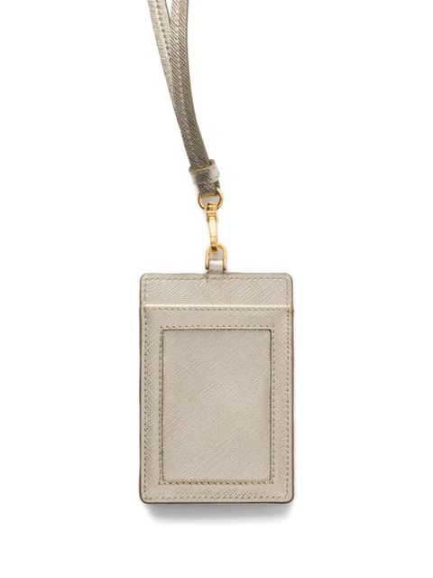 Prada triangle-logo Saffiano-leather badge-holder - Neutrals - zdjęcie produktu nr 2