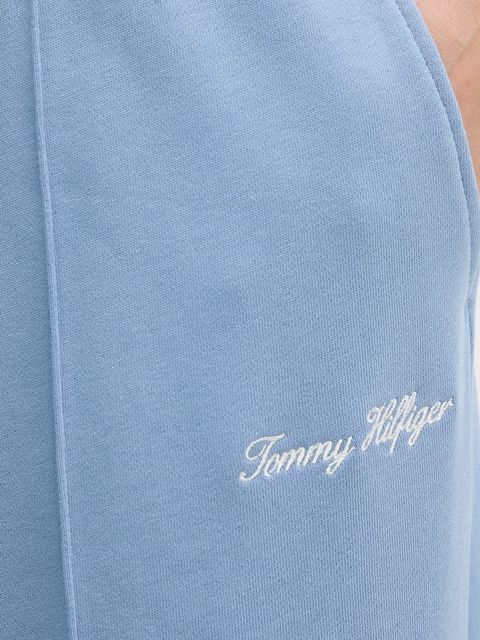 Tommy Hilfiger spodnie dresowe bawełniane damskie kolor niebieski z aplikacją WW0WW48784