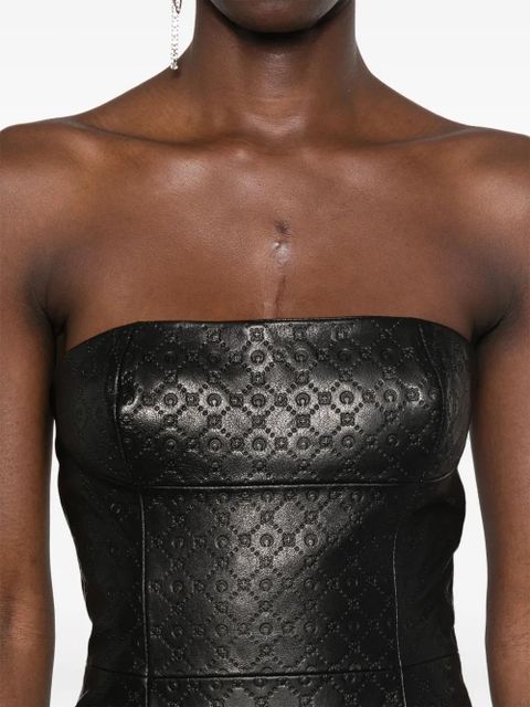 Marine Serre monogram-embossed leather mini dress - Black