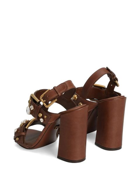 Dolce & Gabbana cowhide Keira sandals with embellishments - Brown