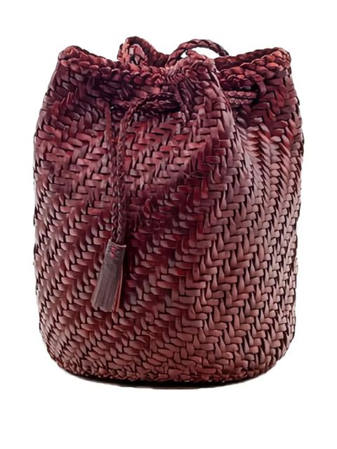 DRAGON DIFFUSION Pompom woven-tassel bucket bag - Red - zdjęcie produktu nr 2