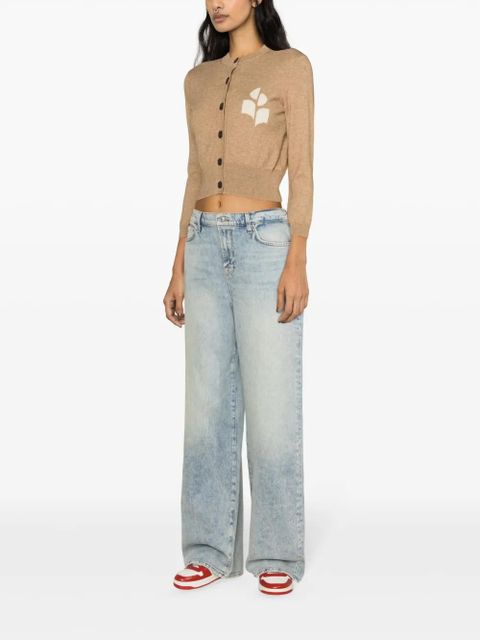 MARANT ÉTOILE Newton intarsia-logo cropped cardigan - Neutrals