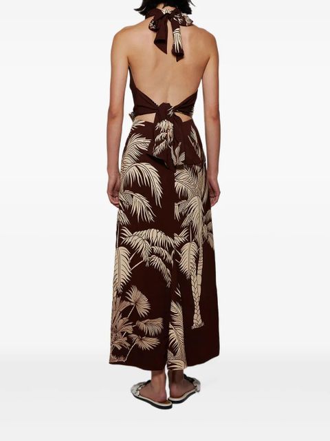 Johanna Ortiz halterneck palm-print maxi dress - Brown