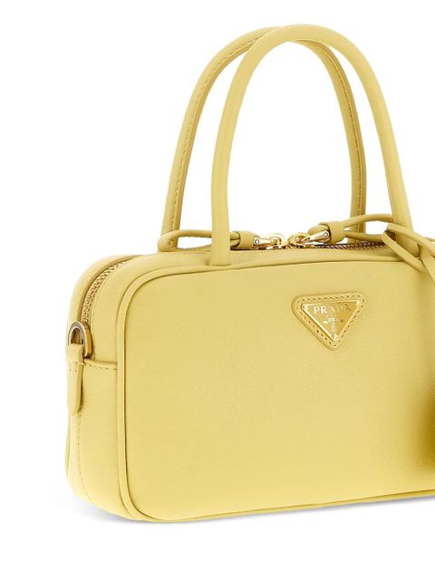 Prada Baulett logo-plaque leather tote bag - Yellow - zdjęcie produktu nr 2