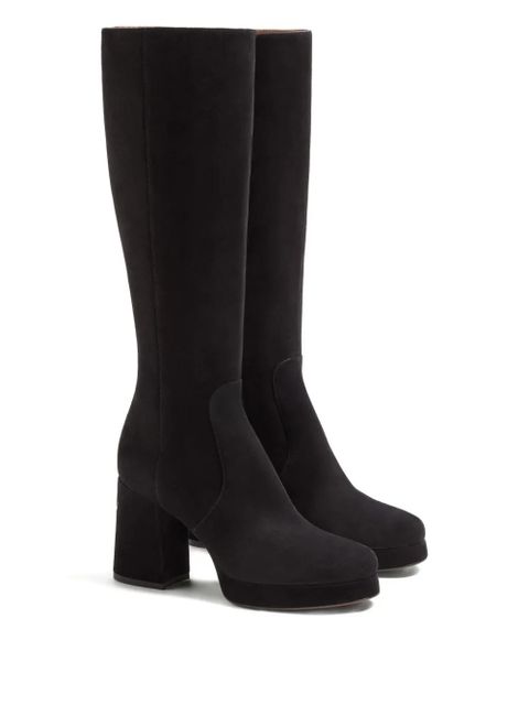 Valentino Garavani 90mm Fawcette platform V-logo boots - Black