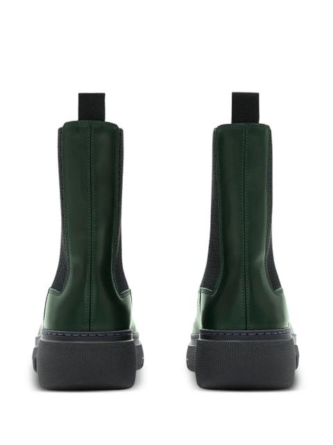 Burberry round-toe leather boots - Green