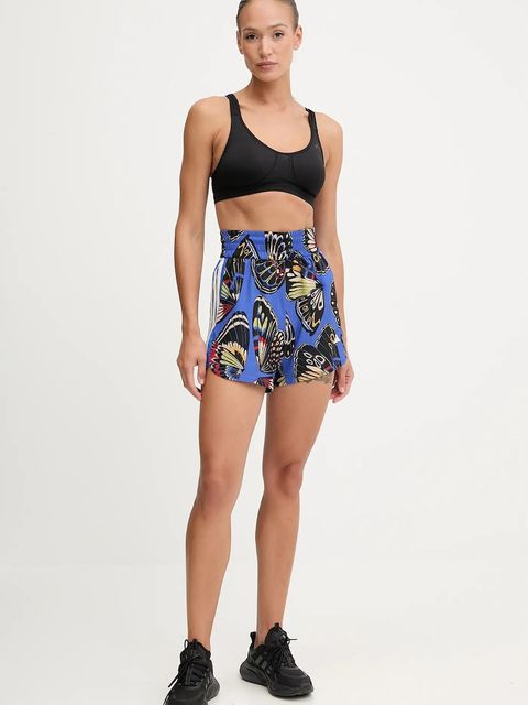 adidas Performance szorty treningowe x Farm Rio damskie kolor niebieski wzorzyste high waist JL7006 - zdjęcie produktu nr 2