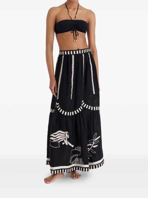 ERES Starfish illustrated tiered maxi skirt - Black - zdjęcie produktu nr 2