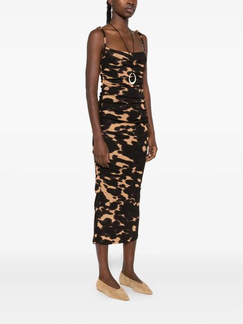 Nanushka ruched print midi dress - Brown