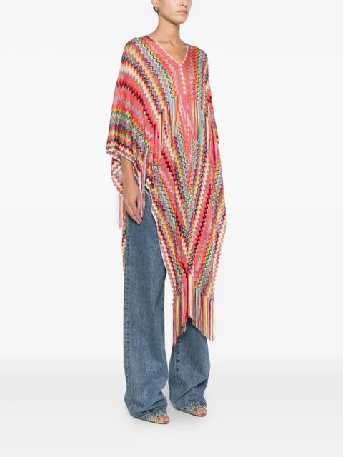 Missoni chevron-knit poncho - Orange