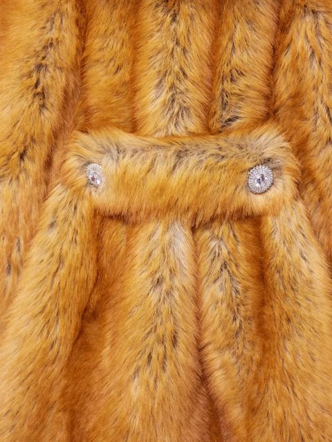 Rabanne embellished-lapel fur coat - Yellow