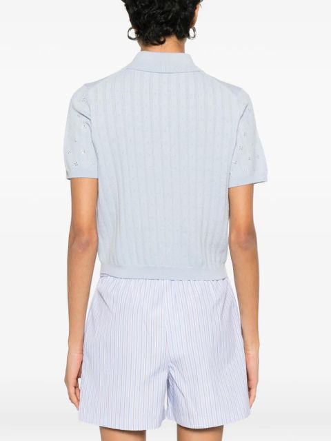 Maje embellished-detail polo top - Blue