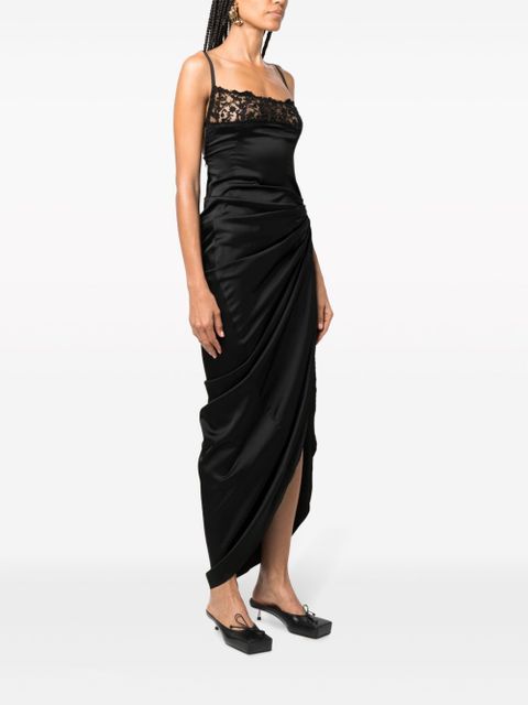 Jacquemus La Saudade floral-embroidered asymmetric dress - Black - zdjęcie produktu nr 2