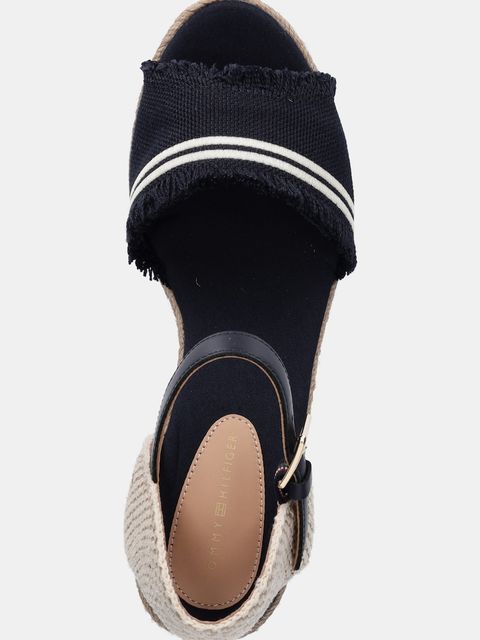 Tommy Hilfiger sandały FRINGE CANVAS MEDIUM WEDGE kolor granatowy FW0FW08879