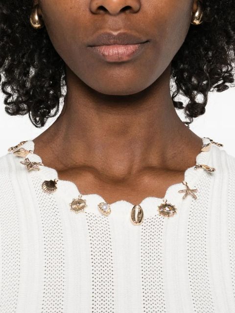 Maje embellished knitted midi dress - White