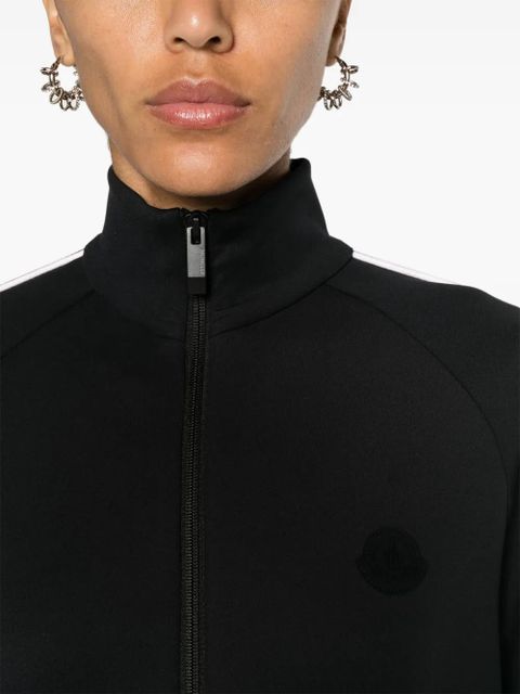 Moncler piped-trim zip-up jersey jacket - Black