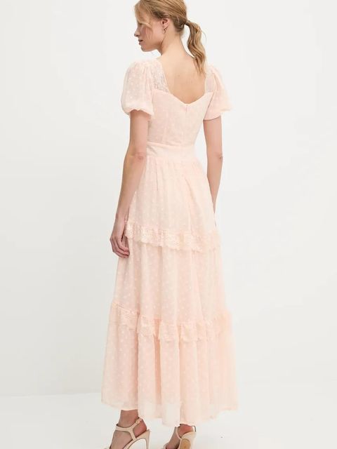Answear.LAB sukienka kolor beżowy maxi rozkloszowana