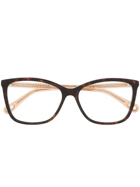 Chloé Eyewear tortoiseshell square-frame glasses - Brown - zdjęcie produktu nr 1