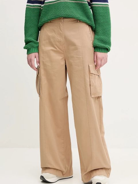 Napapijri spodnie bawełniane M-Selva damskie kolor beżowy szerokie high waist NP0A4IL4N1Q1 - zdjęcie produktu nr 1