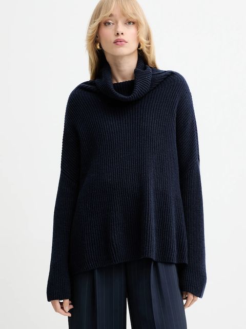 MAX&Co. sweter kaszmirowy damski kolor granatowy lekki z golfem 2528366044200 - zdjęcie produktu nr 1