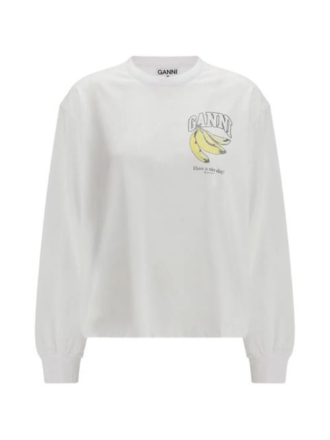 GANNI long sleeve print T-shirt - White - zdjęcie produktu nr 1