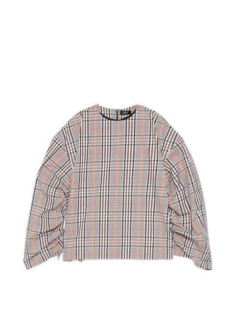 A.W.A.K.E. Mode checked drawstring-sleeve blouse - Brown - zdjęcie produktu nr 1