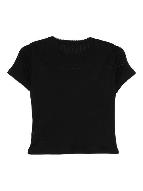 ROTATE BIRGER CHRISTENSEN pointelle T-shirt - Black - zdjęcie produktu nr 2